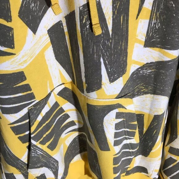 Nike Futura SZ Medium yellow gray pullover hoodie fleece lined sweatshirt - Picture 5 of 5
